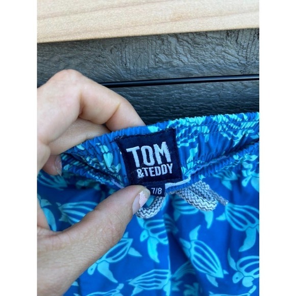 TOM & TEDDY boy swim trunks, turtle print, size 7/8 - Picture 3 of 5